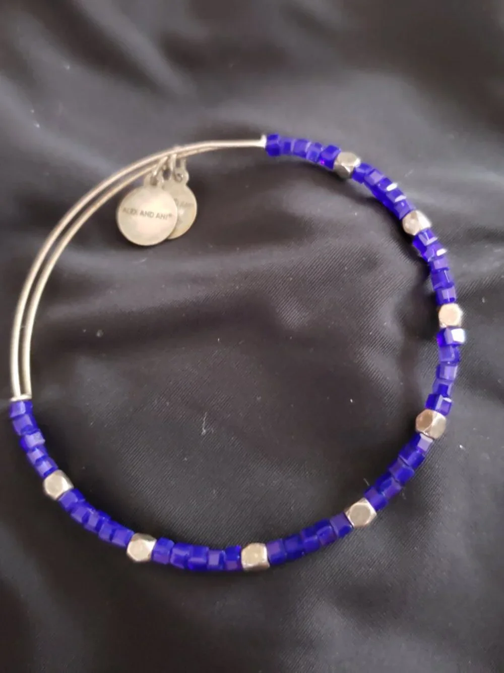 Alex and Ani Blue Beaded Charm Bangle Express Yourself LOVE A 317